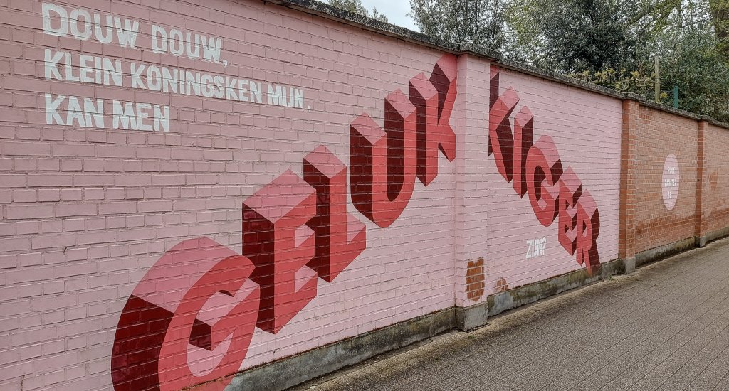 Street art in Roeselare, België: Gelukkiger | Mooistestedentrips.nl